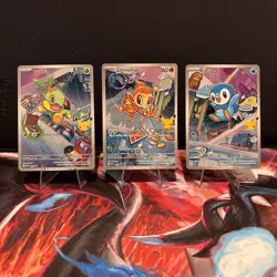 Pokemon TCG First Partner Illustration Collection Chimchar, Turtwig, Piplup NM - Image 1