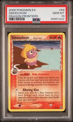2006 POKEMON EX DRAGON FRONTIERS #64 SMOOCHUM PSA 10 - Image 1