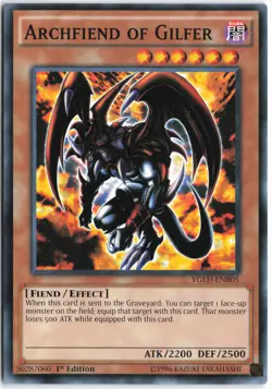 Yugioh - Archfiend of Gilfer YGLD-ENB05 1st Edition - King of Games: Yugi's Lege - Image 1