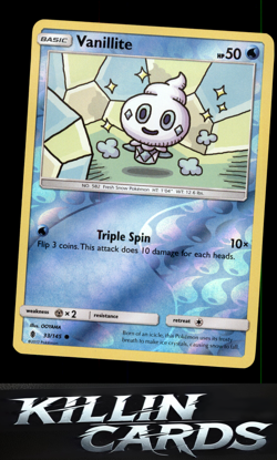 Reverse Holofoil Vanillite 33/145 Pokemon Common SM - Guardians Rising Card NM - Image 1