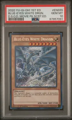 Blue-Eyes White Dragon Yugioh 2020 MVP1-ENS55 Secret Rare 1st Edition PSA 10 - Image 1