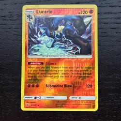 Lucario 71/147 Pokemon Burning Shadows Sun & Moon Reverse Holo Rare Card NM - Image 1