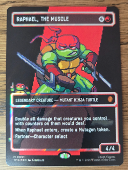Super Shredder Fracture Foil + Raphael the Muscle Pixel Art MTG TMNT NM - Image 3