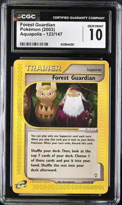 CGC 10 GEM MINT Forest Guardian 123/147 Aquapolis Vintage WOTC 2003 Pokemon - Image 1