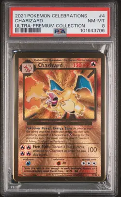 Charizard Pokemon Celebrations Ultra-Premium Collection #4 PSA 8 Metal Card - Image 1