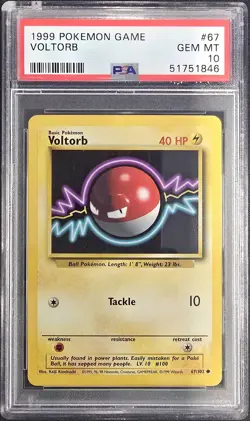 1999 POKEMON GAME #67 VOLTORB PSA 10 - Image 1
