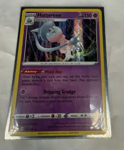 1 Card & Sleeve Hatterene 085/192 Holo Rare Pokemon SS02 Rebel Clash NM - Image 2