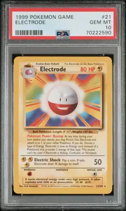 1999 POKEMON GAME #21 ELECTRODE PSA 10 - Image 1