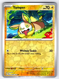 Pokemon Common Yamper SV05: Temporal Forces TEF Reverse Holo 058/162 NM - Image 1