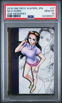 PSA 10 2018 ONE PIECE WAFERS JAPANESE OUR MEMORIES #17 NICO ROBIN - Image 1
