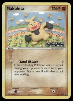 Pokemon Cards Makuhita 75/113 Reverse Holo STAMPED Delta Species Common LP - Image 1