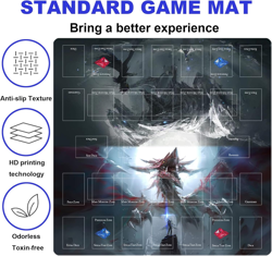 Card Rubber Mat - 2 Player, Square Playmat for Gamer 60X60Cm/23.6X23.6Inch - Image 5