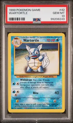 1999 POKEMON GAME #42 WARTORTLE PSA 10 - Image 1