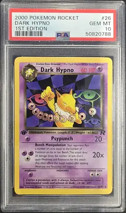 2000 POKEMON ROCKET 1ST EDITION #26 DARK HYPNO PSA 10 - Image 1