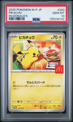 2025 POKEMON JAPANESE M-P PROMO MCDONALD'S #020 PIKACHU PSA 10 - Image 1