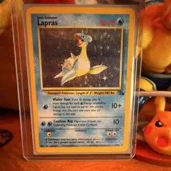 Pokemon Lapras 10/62 Fossil Holo Rare Basic 80 HP Water Gun Confuse Ray Card - Image 1