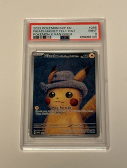 Pokemon Pikachu Grey Felt Hat PSA 9 Van Gogh Promo SVP 085 NM Rare Card - Image 1