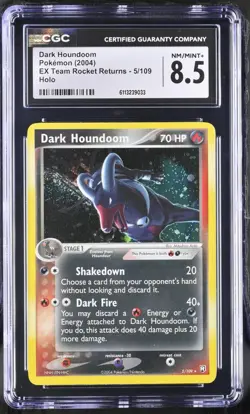 CGC 8.5 Dark Houndoom 2004 EX Team Rocket Returns 5/109 Holo Pokemon Card - Image 1