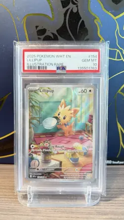Pokemon 2025 Sv: White Flare Lillipup Illustration Rare Holo #154/086 PSA 10 - Image 1