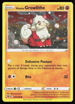 Hisuian Growlithe (Cosmos Holo) 070/189 Holo Common Astral Radiance Pokemon LP - Image 1