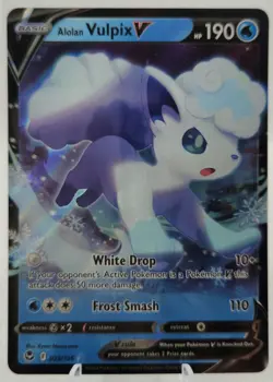 Alolan Vulpix V 033/195 Ultra Rare Holo Silver Tempest Pokemon TCG NM - Image 2