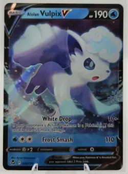 Alolan Vulpix V 033/195 Ultra Rare Holo Silver Tempest Pokemon TCG NM - Image 5