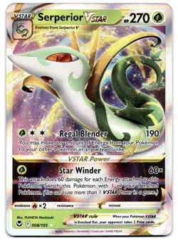 Serperior VSTAR 008/195 Pokemon TCG Sword & Shield Silver Tempest Holo MINT NM - Image 1