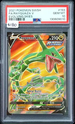 2021 Rayquaza V #193 Evolving Skies PSA 10 Pokemon Card - Image 1