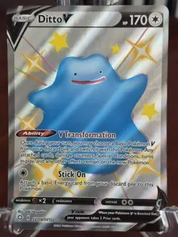 Pokemon Ditto V Shiny Holo Rare Full Art SV118/SV122 Shining Fates 170 HP Card - Image 1