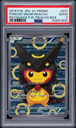 2016 POKEMON JAPANESE XY PROMO #231 PONCHO-WEARING PIKACHU PSA 2 - Image 1
