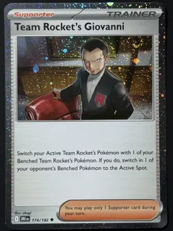 Team Rocket's Giovanni SWIRL 🌀(Cosmos Holo) 174/182 Pokemon Cards NM - Image 2