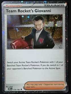 Team Rocket's Giovanni SWIRL 🌀(Cosmos Holo) 174/182 Pokemon Cards NM - Image 4