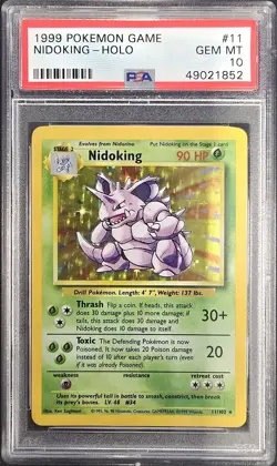 1999 POKEMON GAME #11 NIDOKING HOLO PSA 10 - Image 1