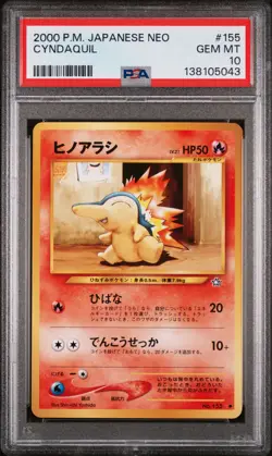 2000 POKEMON JPN NEO #155 CYNDAQUIL PSA 10 - Image 1