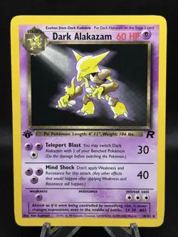 2000 Pokemon Team Rocket 1st Edition #18 Dark Alakazam Rare - Image 1
