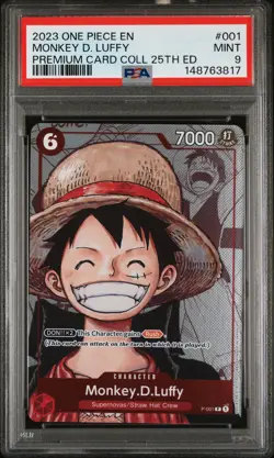 2023 ONE PIECE PREM BANDAI PREM CARD COLL 25TH ED #001 MONKEY D. LUFFY PSA 9 - Image 1