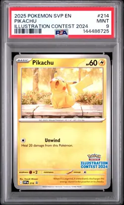 PSA 9 Pikachu SVP 214 Illustration Contest 2024 Promo Pokemon - Image 1