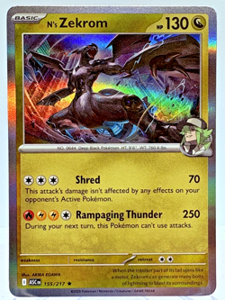 N's Zekrom 155/217 Ascended Heroes Pokemon Holo Rare Near Mint - Image 1