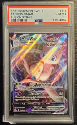 ⭐PSA 10 Mew VMAX 114 CRACKED SLAB⭐Pokemon Sword & Shield Fusion Strike 2021 - Image 1