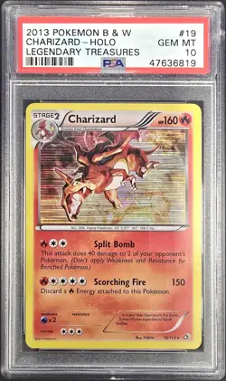 2013 POKEMON BLACK & WHITE LEGENDARY TREASURES #19 CHARIZARD HOLO PSA 10 - Image 1