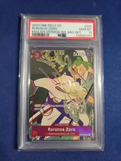 One Piece Card Game - Roronoa Zoro - OP01 - 1st Anniversary - English - PSA 10 - Image 1