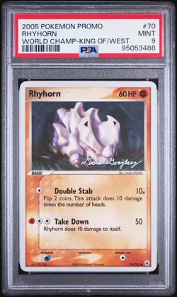 PSA 9 Mint Rhyhorn #70 & PSA 9 Rhydon #46 World Championships 2005 Pokemon - Image 1