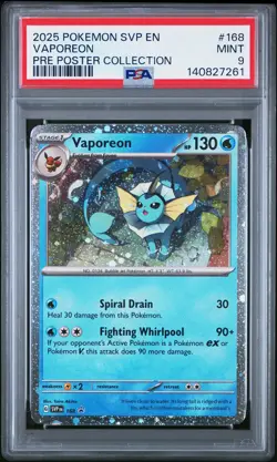 2025 POKEMON SVP EN-SV BLACK STAR PROMO #168 VAPOREON PSA 9 - Image 1