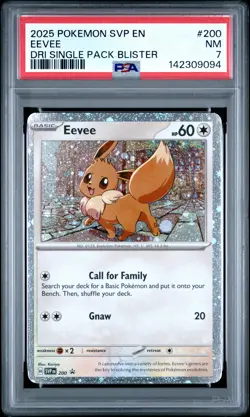 2025 POKEMON SVP EN-SV BLACK STAR PROMO #200 EEVEE PSA 7 - Image 1