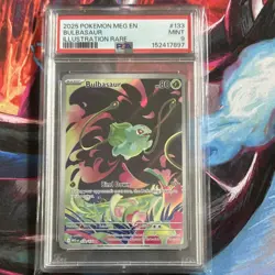 Pokemon Bulbasaur Illustration Rare Holo 133/132 Me01: Mega Evolution PSA 9 2025 - Image 1