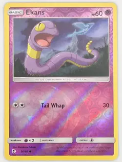Ekans 26/68 Pokemon - Reverse Holo Sun & Moon Hidden Fates MP - Image 1