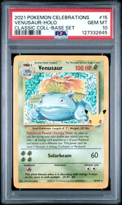 PSA 10 Venusaur 15/102 Celebrations Classic Collection Holo Graded Pokemon Card - Image 1