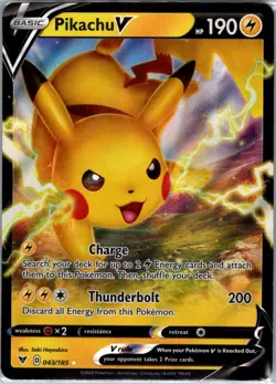 Pikachu V 043/185 SWSH04: Vivid Voltage - Pokemon Card - NM - Image 1