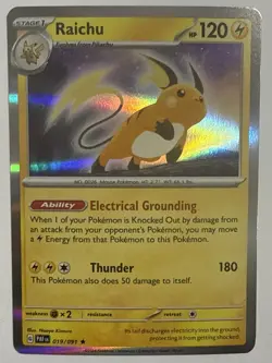 Reverse Holo Raichu 019/091 Rare Paldean Fates Pokemon TCG Card NM - Image 1