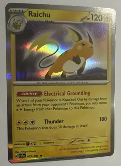 Reverse Holo Raichu 019/091 Rare Paldean Fates Pokemon TCG Card NM - Image 2